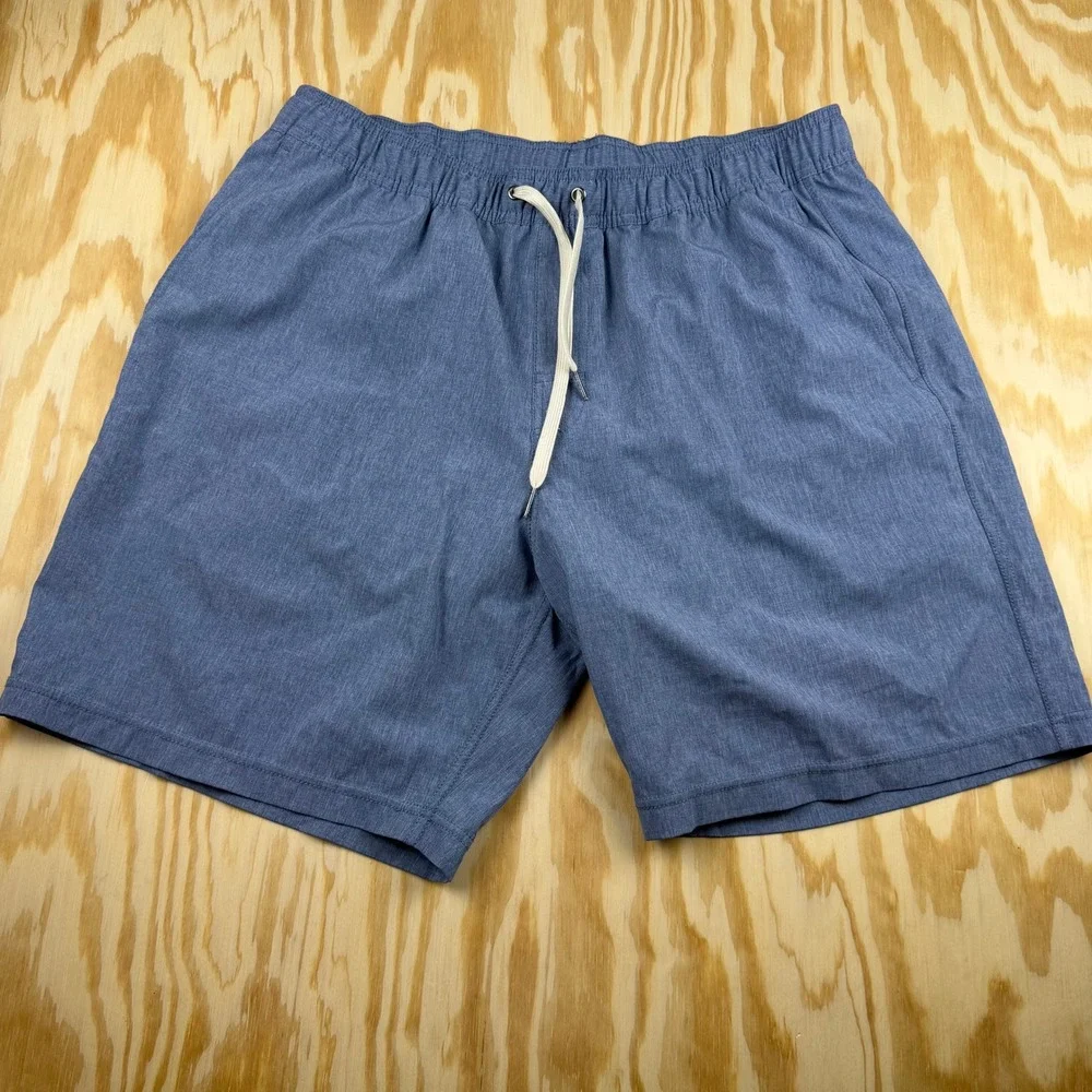 Fair Harbor Anchor Blue Heathered Lined Swim Trunks Shorts Mens XL 7.5 Inseam
